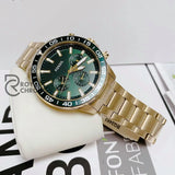 Fossil Bannon Multifunction Gold Stainless Steel Green Dial Chronograph Quartz Watch For Gents