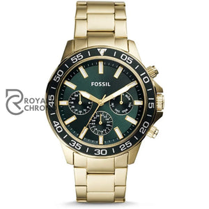 Fossil Bannon Multifunction Gold Stainless Steel Green Dial Chronograph Quartz Watch For Gents