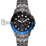 Fossil FB-01 Smoke Stainless Steel Black Dial Chronograph Quartz Watch for Gents – FS5835