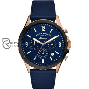 Fossil Forrester Blue Leather Strap Dial Chronograph Quartz Watch For Gents Fs5814 Watch