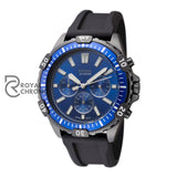 Fossil Garrett Black Silicone Strap Blue Dial Chronograph Quartz Watch For Gents Fs5695 Watch