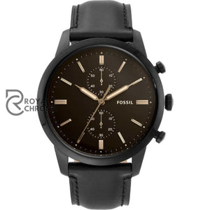 Fossil Goodwin Black Leather Strap Dial Chronograph Quartz Watch For Gents Fs5585 Watch