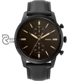 Fossil Goodwin Black Leather Strap Dial Chronograph Quartz Watch For Gents Fs5585 Watch