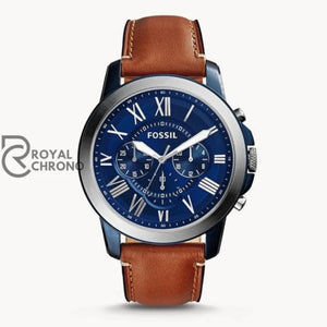 Fossil Mens Chronograph Quartz Leather Strap Blue Dial 44Mm Watch Fs5151 Watch