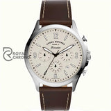 Fossil Men’s Chronograph Quartz Leather Strap Cream Dial 46mm Watch FS5696