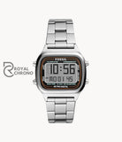 Fossil Mens Digital Silver Stainless Steel Positive Display Dial 40Mm Watch Fs5844 Watch