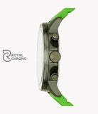 Fossil Mens Quartz Green Silicone Strap Dial 45Mm Watch Bq2501 Watch