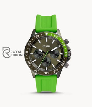 Fossil Mens Quartz Green Silicone Strap Dial 45Mm Watch Bq2501 Watch