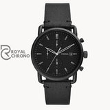 Fossil Men’s Quartz Leather Strap Full Black 43mm Watch FS5504