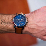 Fossil Neutra Brown Leather Strap Blue Dial Chronograph Quartz Watch For Gents Fs5791 Watch