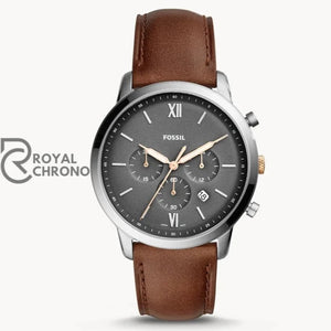 Fossil Neutra Brown Leather Strap Gray Dial Chronograph Quartz Watch For Gents Fs5408 Watch