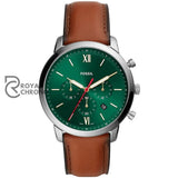 Fossil Neutra Brown Leather Strap Green Dial Chronograph Quartz Watch For Gents Fs5735 Watch