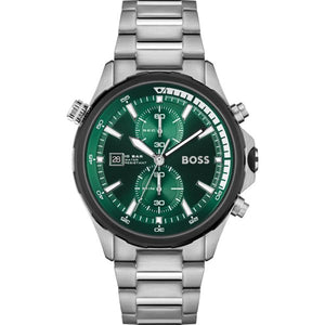 Hugo Boss Men’s Quartz Silver Stainless Steel Green Dial 46mm Watch 1513930