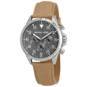 Michael Kors Men’s Leather Strap Grey Dial 45mm Watch MK8616