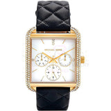 Michael Kors Mother Of Pearl Dial Black Leather Strap Watch For Ladies - Mk2769