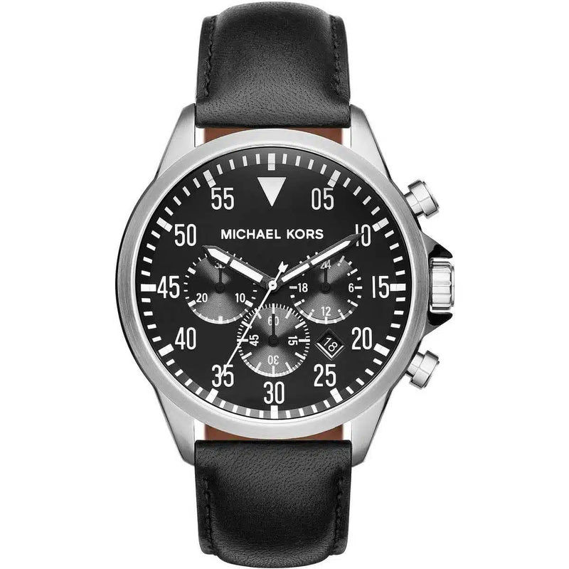 Michael Kors Mens Watch MK8450 Black Dial shops Leather Strap