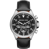 Michael Kors Men’s Chronograph Leather Strap Black Dial 45mm Watch MK8442