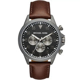 Michael Kors Men’s Quartz Brown Leather Strap Black Dial 45mm Watch MK8536