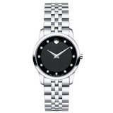 Movado Women’s Quartz Swiss Made Stainless Steel Black Dial 28mm Watch 0606858