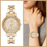 Michael Kors Women’s Quartz Chronograph Stainless Steel Gold Dial 39mm Watch MK6559