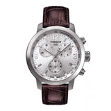 TISSOT  T-Sport PRC 200 Chronograph Silver Dial Brown Leather Strap Men's Watch T055.417.16.037.00