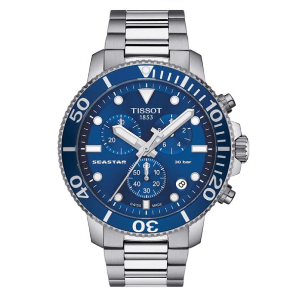 TISSOT  Seastar 1000 Chronograph Blue Dial Steel Men's Watch Ref :  T120.417.11.041.00