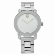 Movado Women's BOLD Iconic Metal Stainless Steel Watch with Flat Dot Glitter Dial Silver 3600334