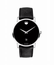 Movado Black Leather Black Dial Stainless Steel Women’s Movado Museum Classic 28mm Watch 0607317