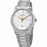 Gucci Men’s Swiss Made Quartz Silver Stainless Steel White Dial 38mm Watch YA126442