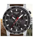 TISSOT Men’s Swiss Made Quartz Brown Leather Strap Black Dial 45mm Watch T125.617.16.051.01