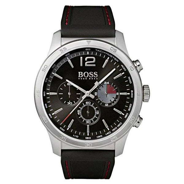 Hugo Boss Men’s Silicone Strap Black Dial 44mm Watch 1513525