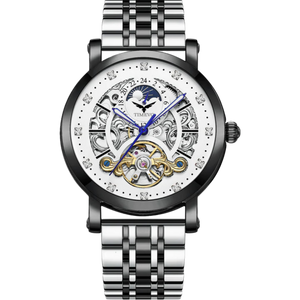 Steller Tourbillon With Dual tone Bracelet - Black White