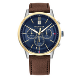 Tommy Hilfiger Men’s Quartz Brown Leather Strap Blue Dial 44mm Watch 1791980