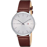 Tommy Hilfiger Men’s Quartz Brown Leather Strap Silver Dial 40mm Watch 1791463