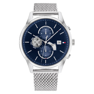 Tommy Hilfiger Men's Quartz Silver Stainless Steel Blue Dial 44mm Watch 1710504